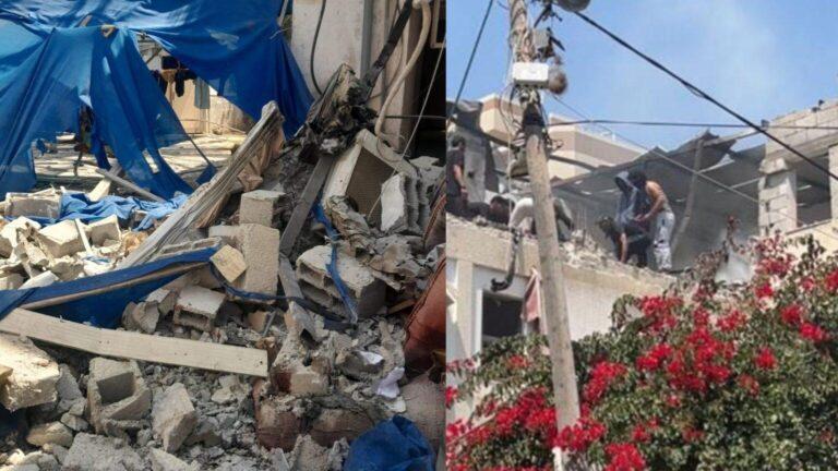 Le bâtiment abritant un bureau de Médecins du Monde situé à Deir El Balah dans la bande de Gaza a été attaqué par des drones. © MdM